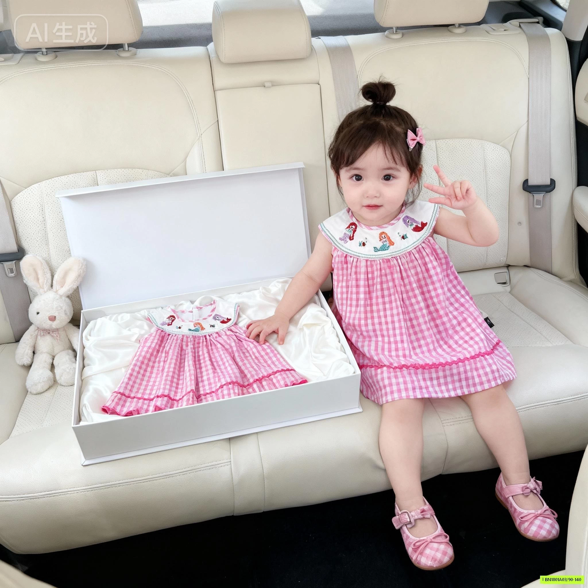 ĐẦM CARO HỒNG CỔ THÊU TIÊN CÁ PREMIUM