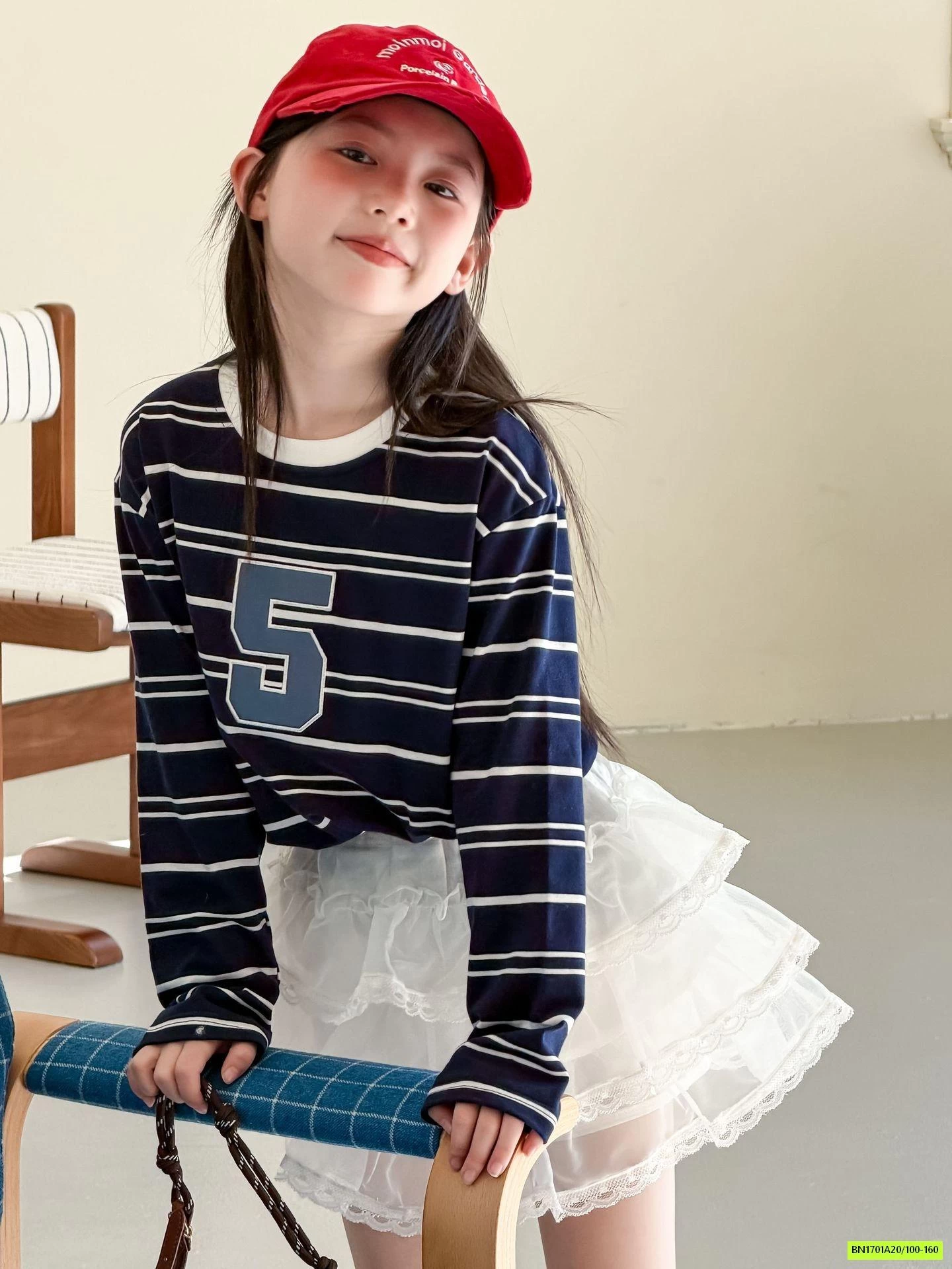 ÁO THUN KẺ MIX CV REN TRẮNG