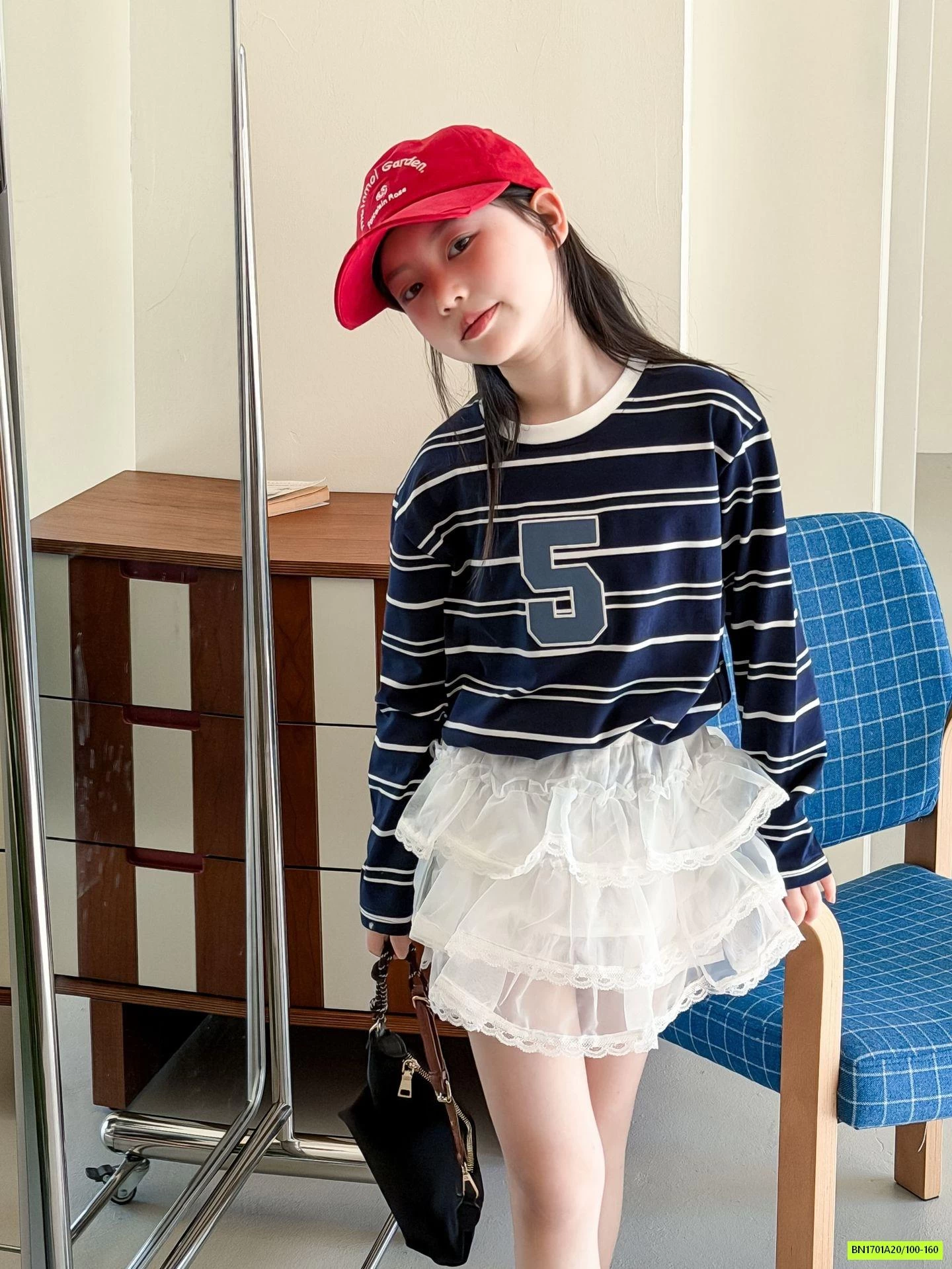 ÁO THUN KẺ MIX CV REN TRẮNG