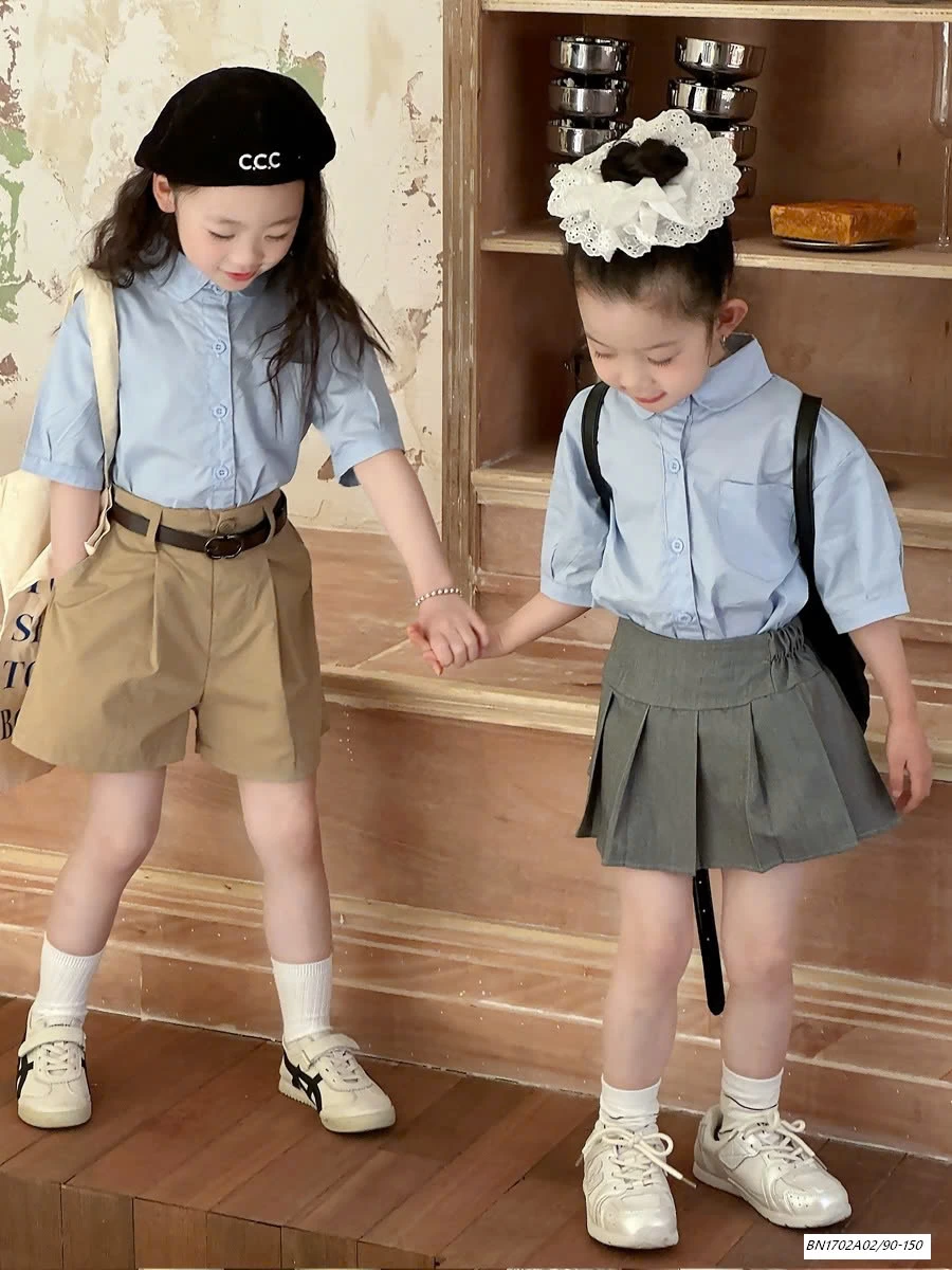 SƠ MI XANH MIX SHORT KAKI