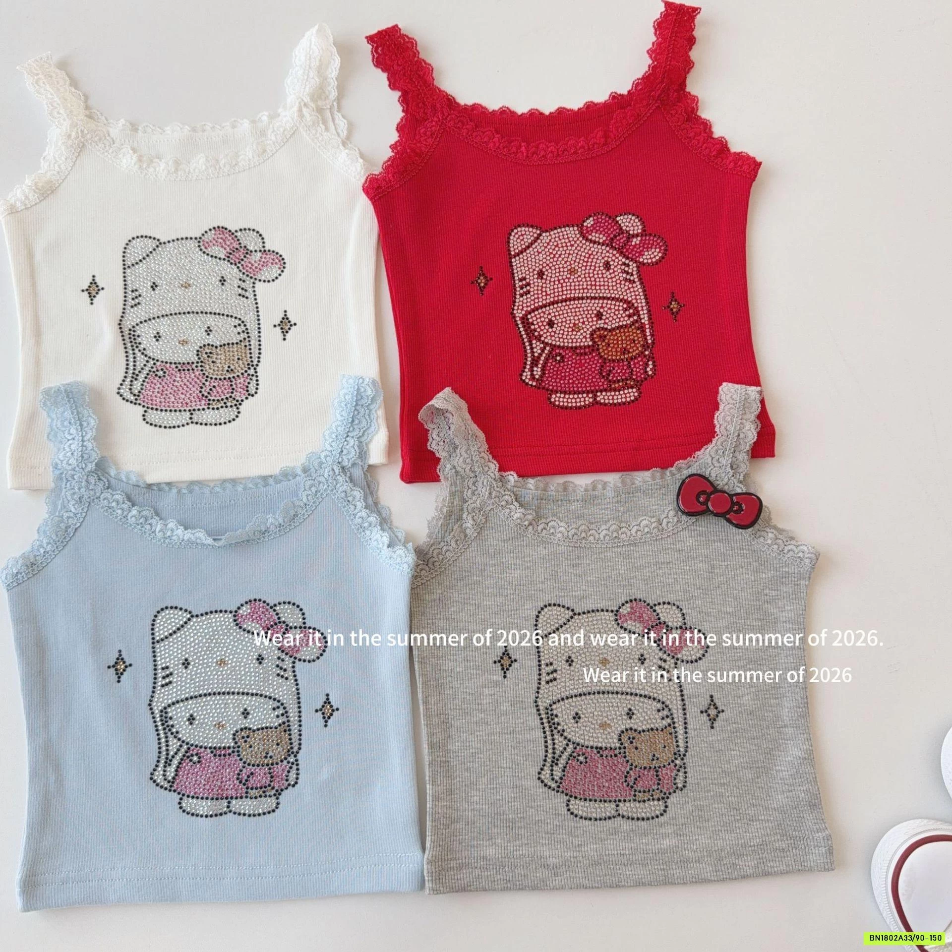 ÁO 2 DÂY KITTY MIX CV CARO T&Q KIDS