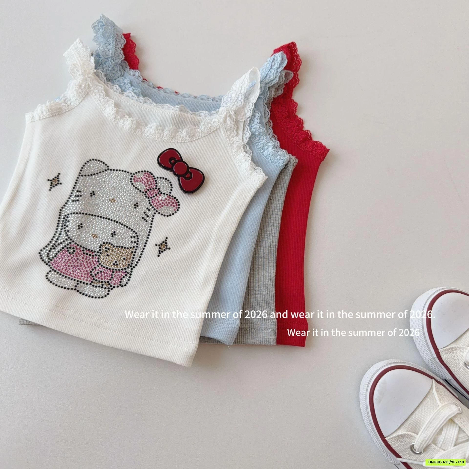 ÁO 2 DÂY KITTY MIX CV CARO T&Q KIDS