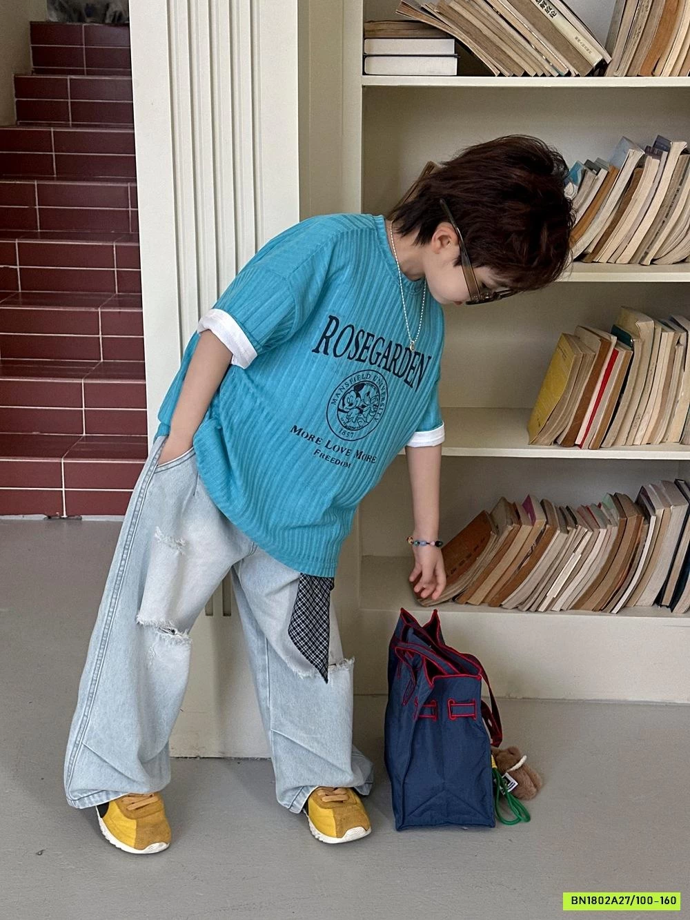 ÁO THUN XANH GÂN IN CHỮ AFTE