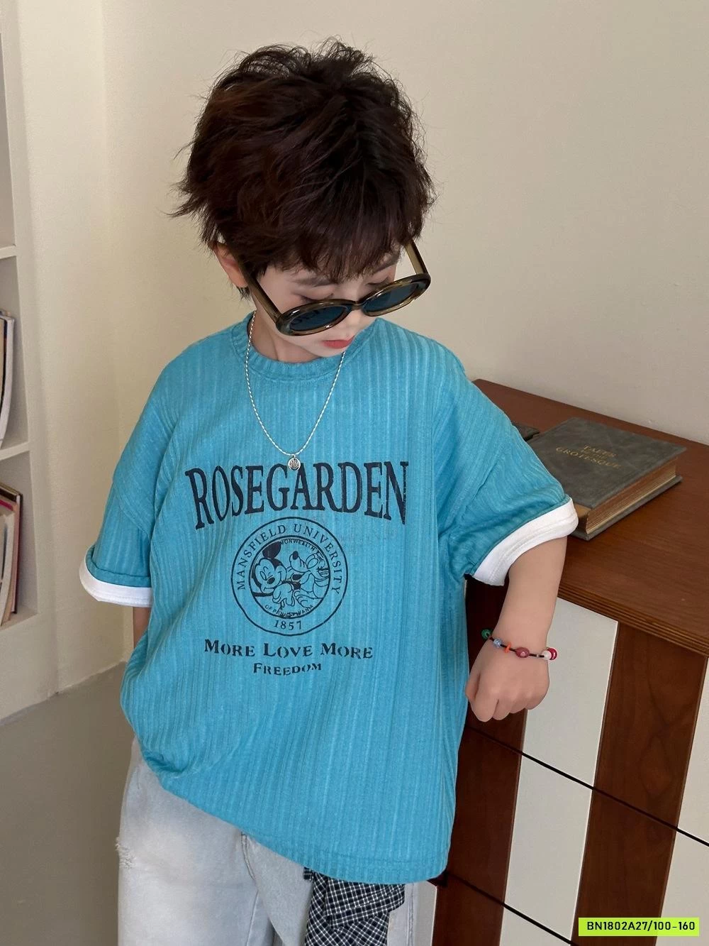 ÁO THUN XANH GÂN IN CHỮ AFTE