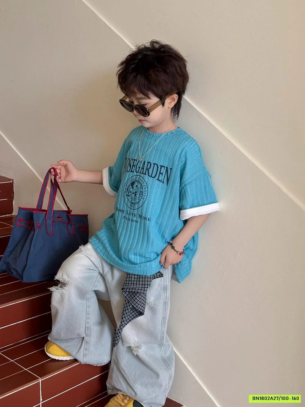 ÁO THUN XANH GÂN IN CHỮ AFTE