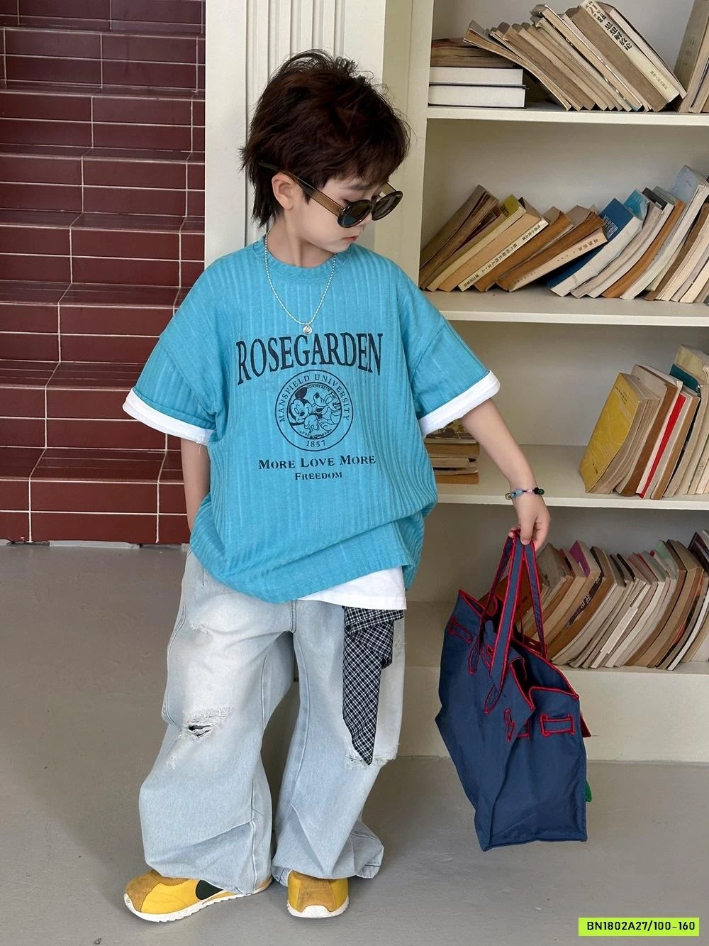 ÁO THUN XANH GÂN IN CHỮ AFTE