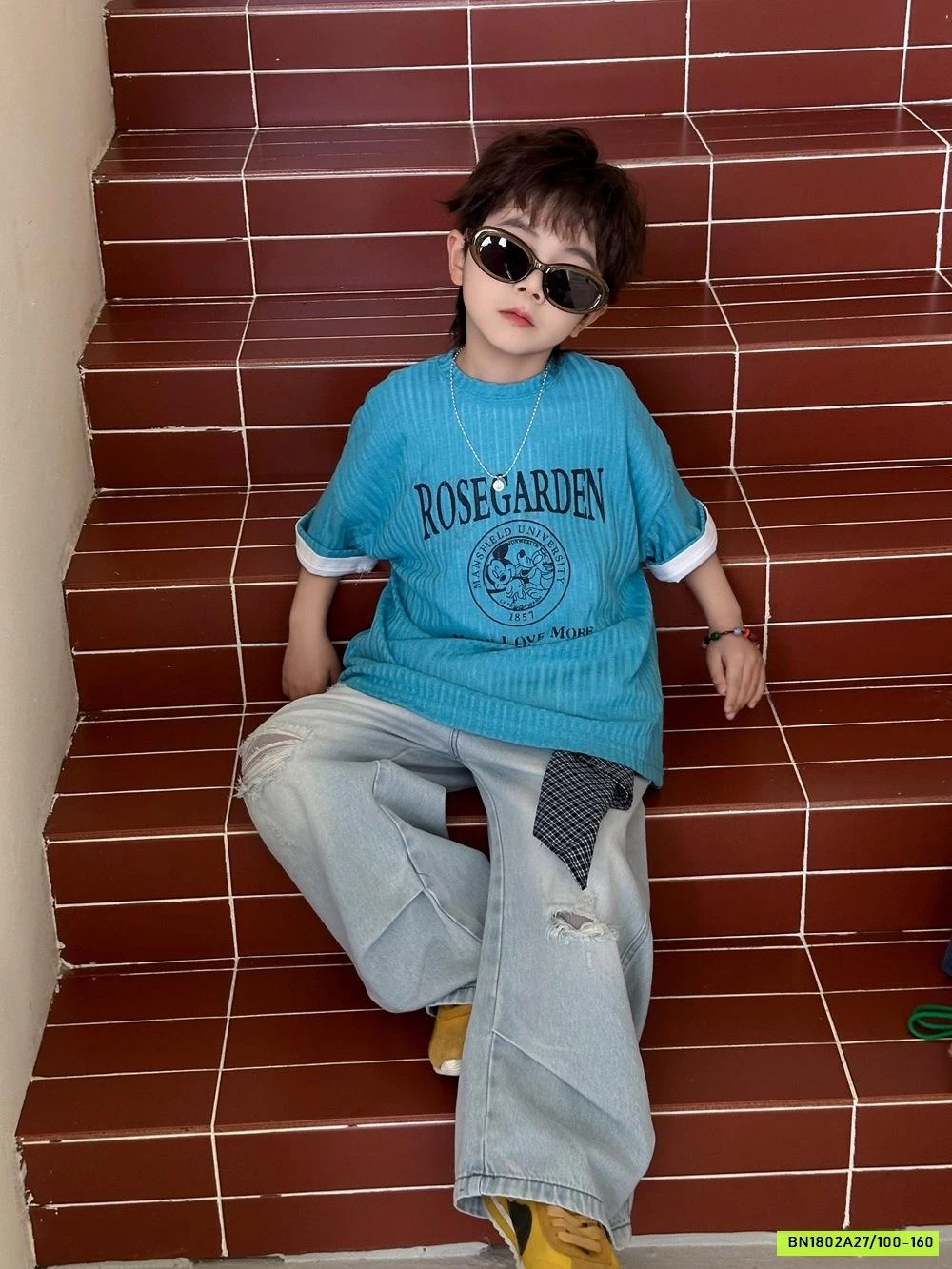 ÁO THUN XANH GÂN IN CHỮ AFTE