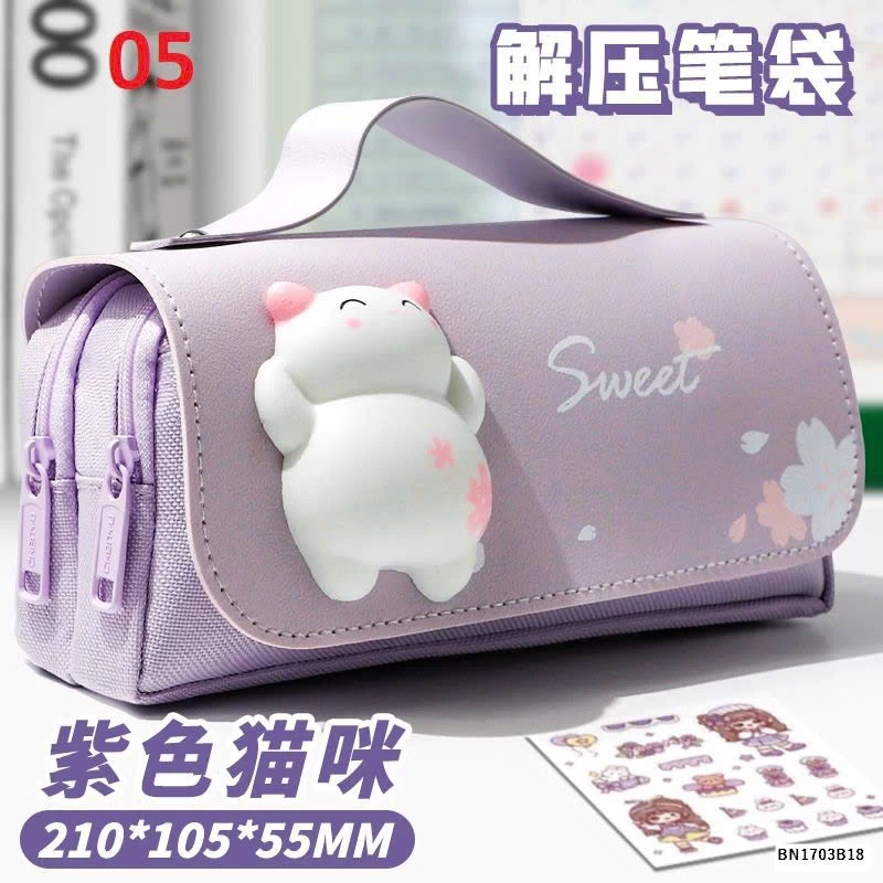 HỘP ĐỰNG BÚT CHO BÉ GẮN THÚ NHÚN