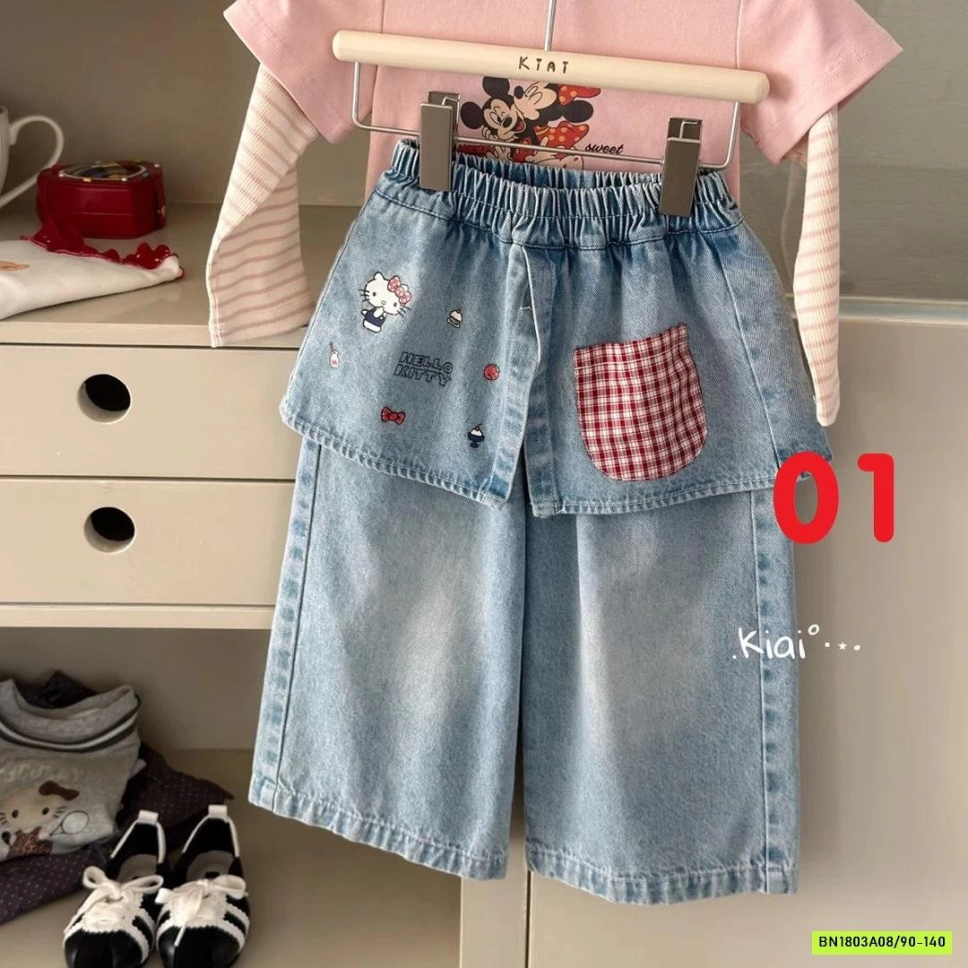 JEANS THÊU DỄ THƯƠNG BÉ GÁI
