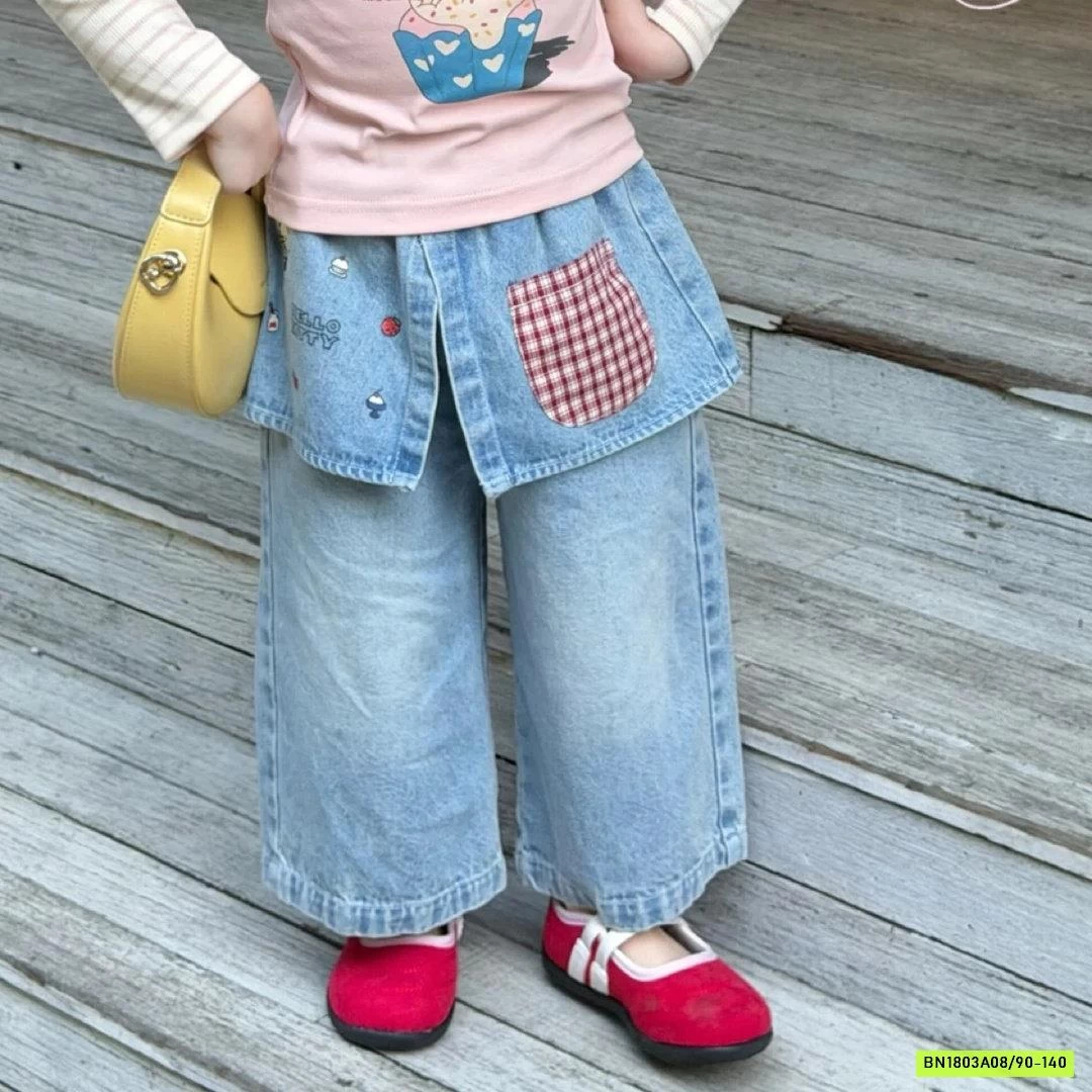 JEANS THÊU DỄ THƯƠNG BÉ GÁI