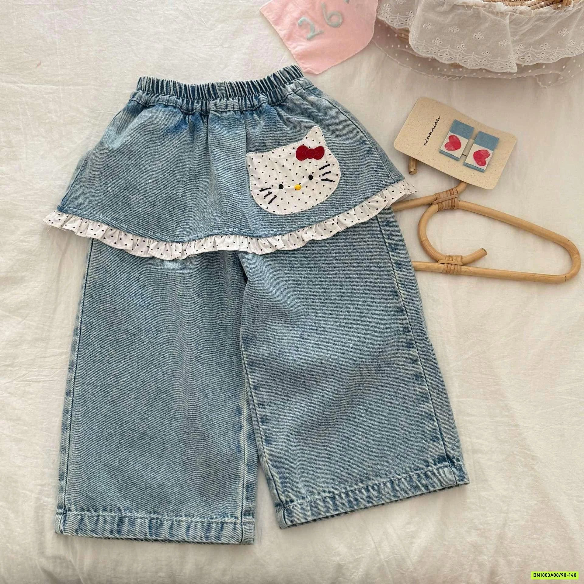 JEANS THÊU DỄ THƯƠNG BÉ GÁI