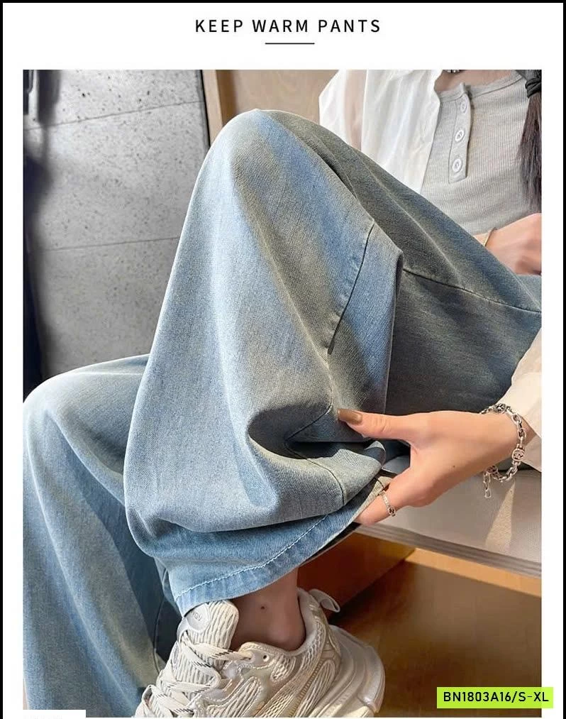 QUẦN JEAN TENCEL ỐNG RỘNG LƯNG CAO