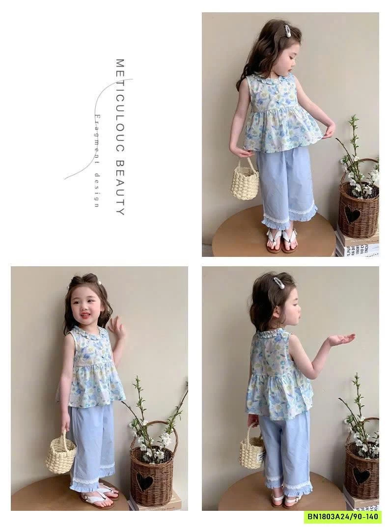 SET ÁO HOA MIX QUẦN SUÔNG BÉ GÁI