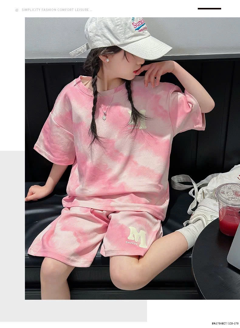 BỘ THUN CỘC TAY LOANG HỒNG