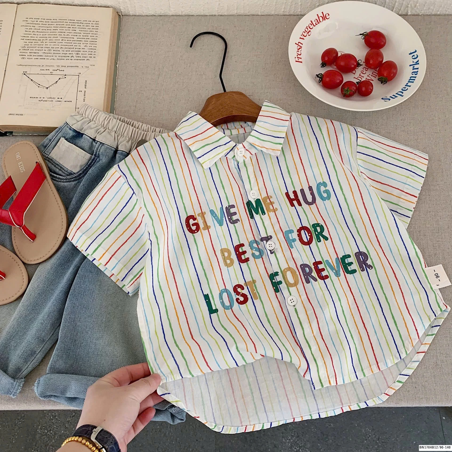 SƠ MI SỌC SẮC MÀU IN CHỮ