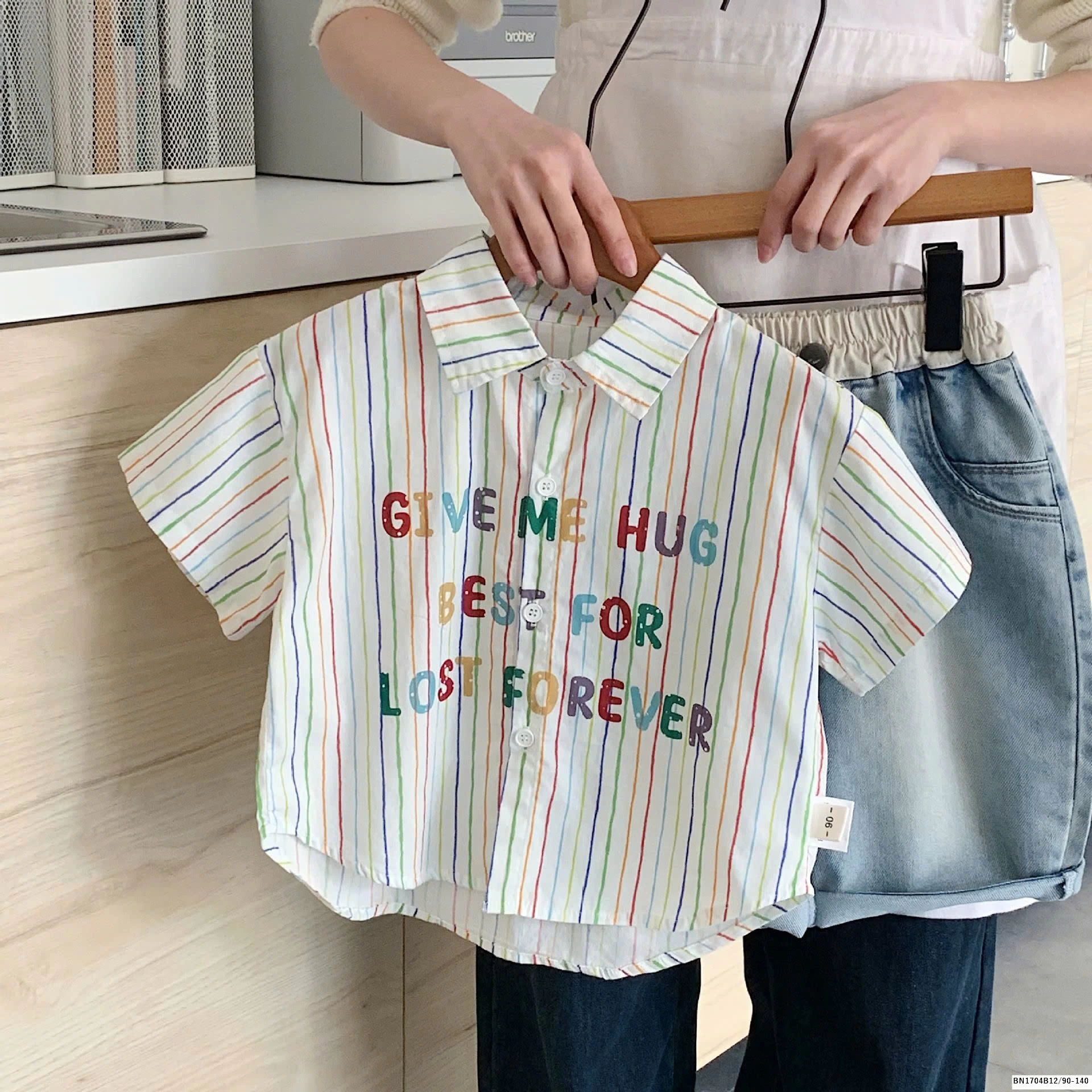 SƠ MI SỌC SẮC MÀU IN CHỮ