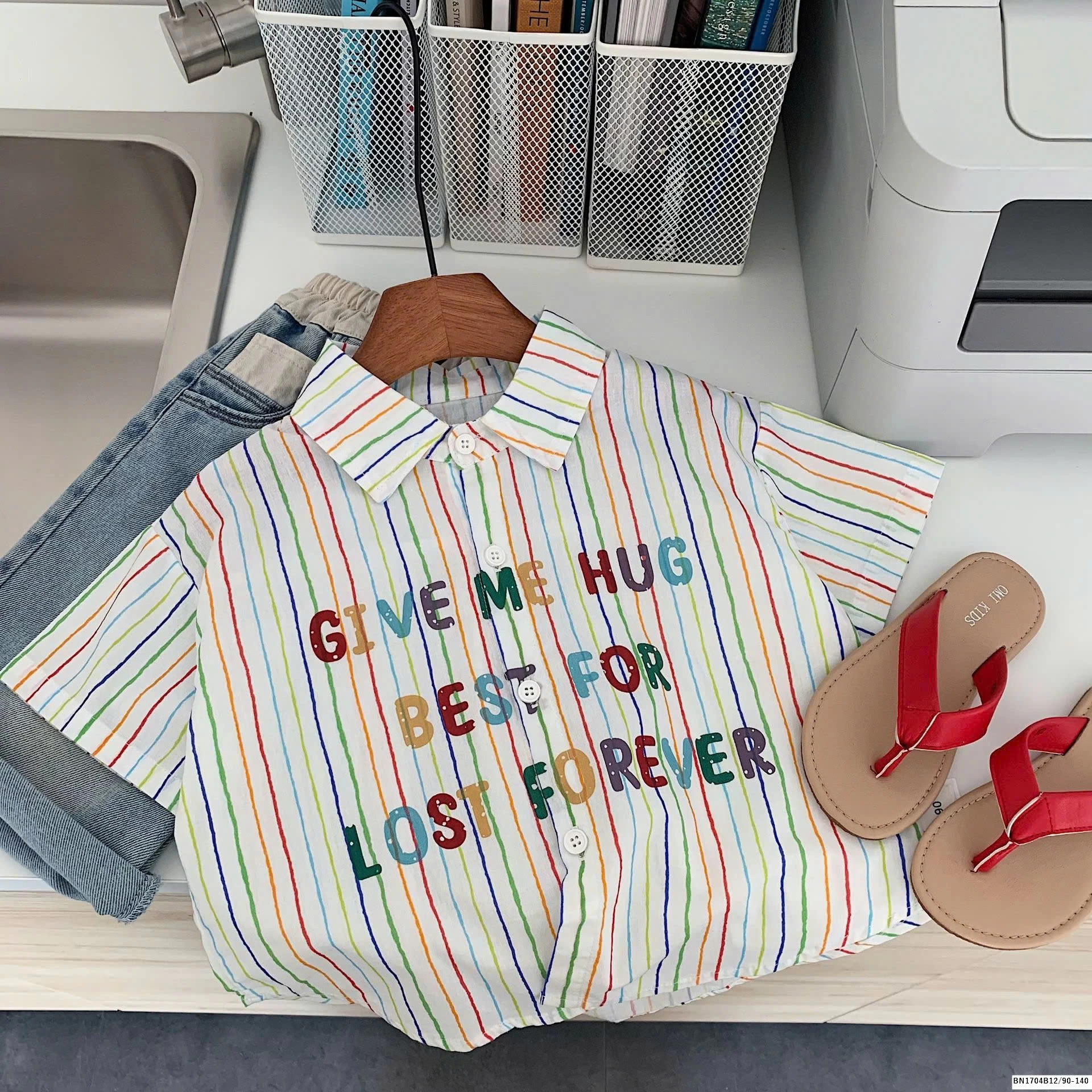 SƠ MI SỌC SẮC MÀU IN CHỮ