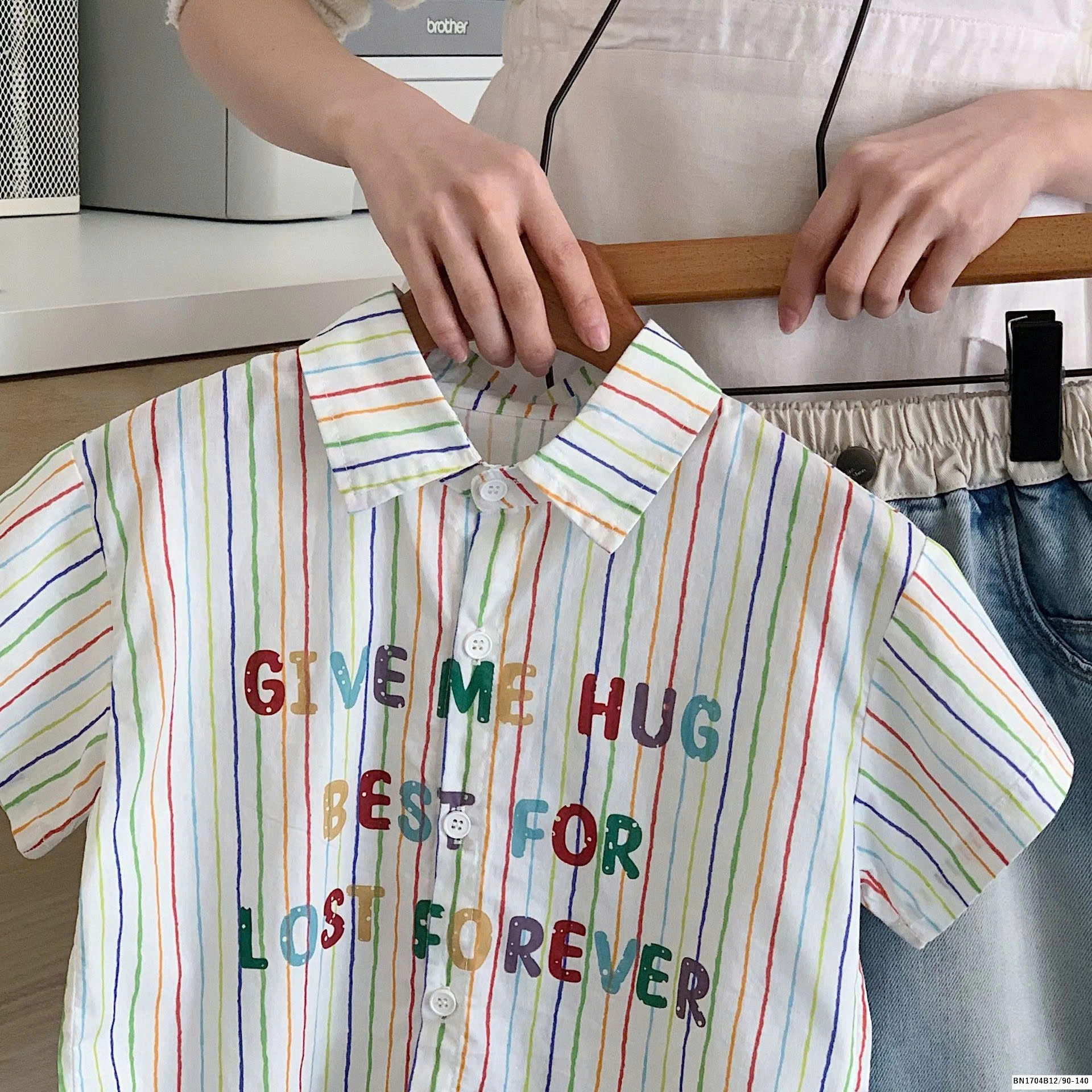 SƠ MI SỌC SẮC MÀU IN CHỮ