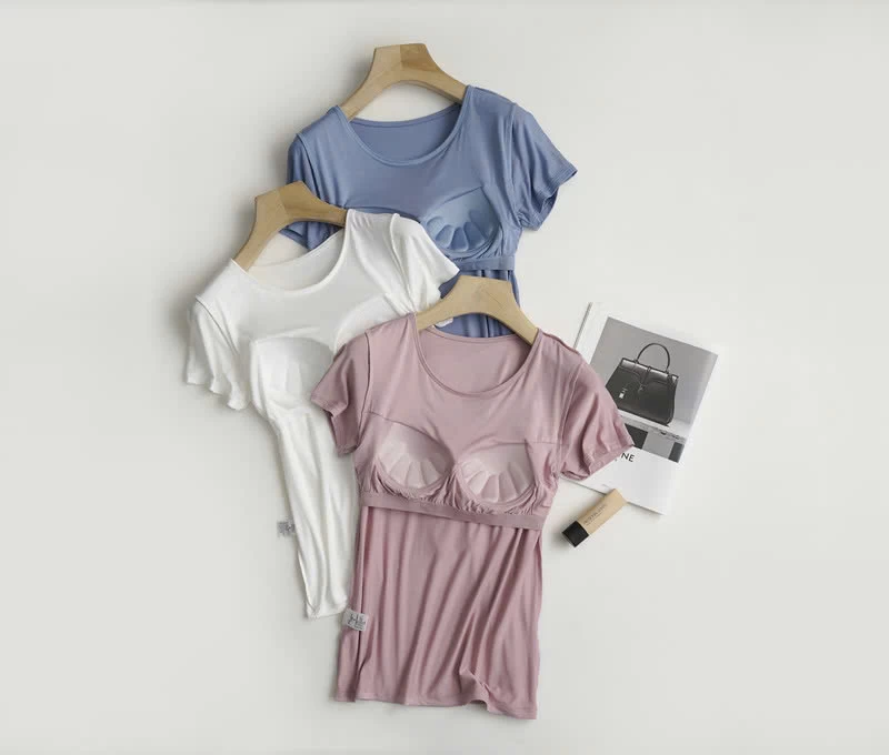 ÁO THUN MỀM MẶC NHÀ KÈM ĐỆM NGỰC