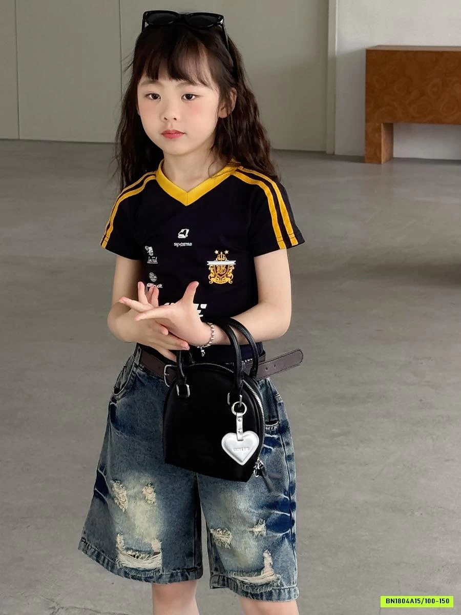 ÁO THỂ THAO CROPTOP MIX SHORT JEANS YUKIDS
