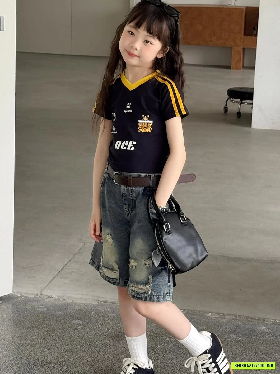 ÁO THỂ THAO CROPTOP MIX SHORT JEANS YUKIDS