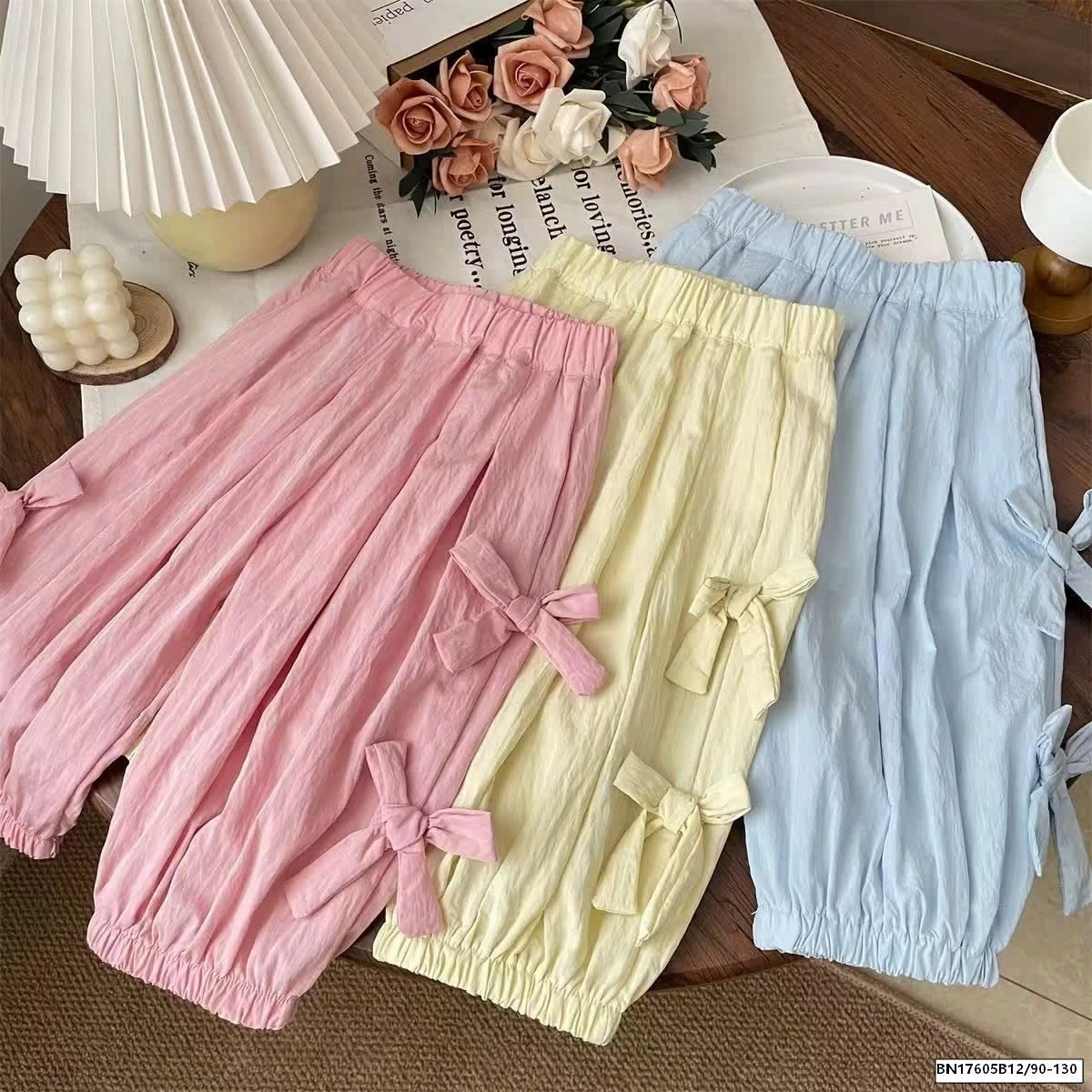 QUẦN CẠP CHUN PHỐI NƠ HAI BÊN BÉ GÁI