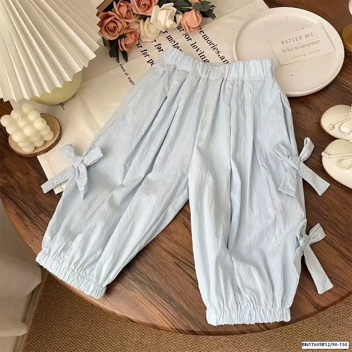 QUẦN CẠP CHUN PHỐI NƠ HAI BÊN BÉ GÁI