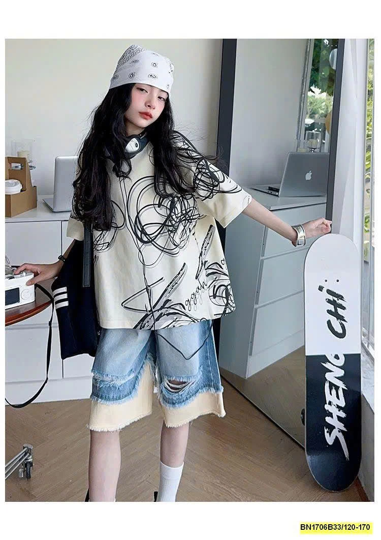 SET ÁO THUN HỌA TIẾT MIX JEAN NGỐ