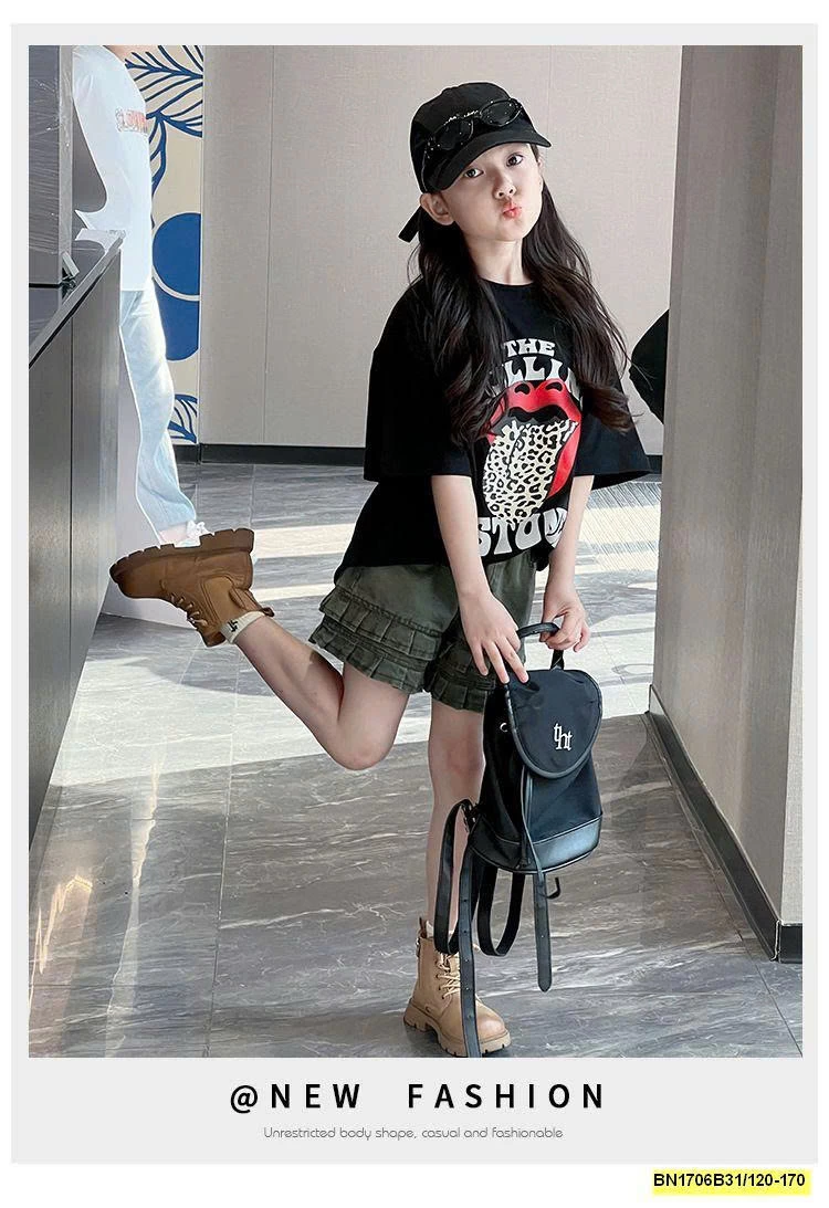 ÁO THUN ĐEN CÁ TÍNH MIX SHORT JEAN