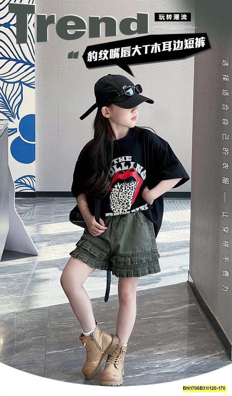 ÁO THUN ĐEN CÁ TÍNH MIX SHORT JEAN