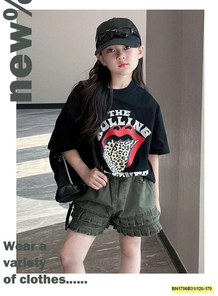 ÁO THUN ĐEN CÁ TÍNH MIX SHORT JEAN