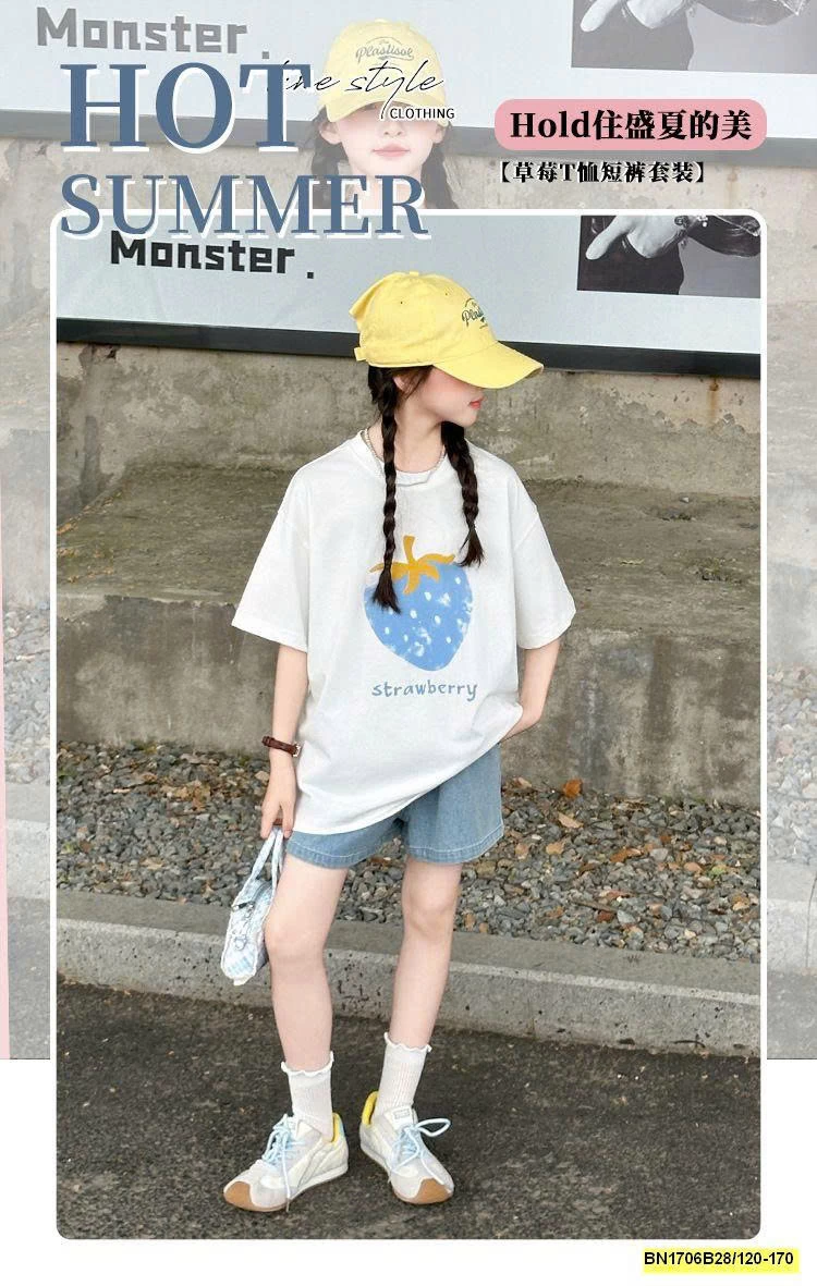 SÉT ÁO THUN DÂU TÂY MIX SHORT JEAN