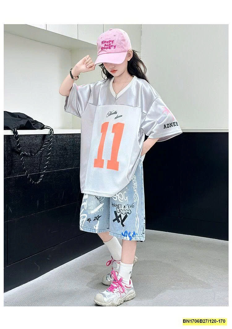 SÉT ÁO THUN BẠC SỐ 11 MIX QUẦN JEAN IN HÌNH