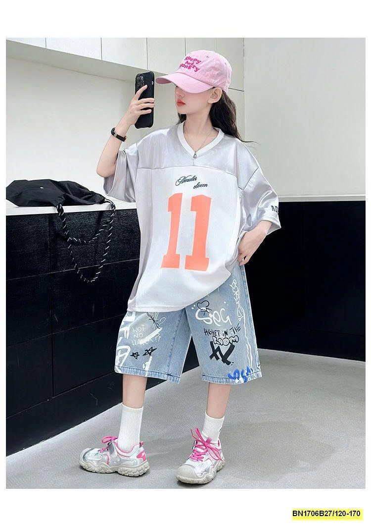 SÉT ÁO THUN BẠC SỐ 11 MIX QUẦN JEAN IN HÌNH