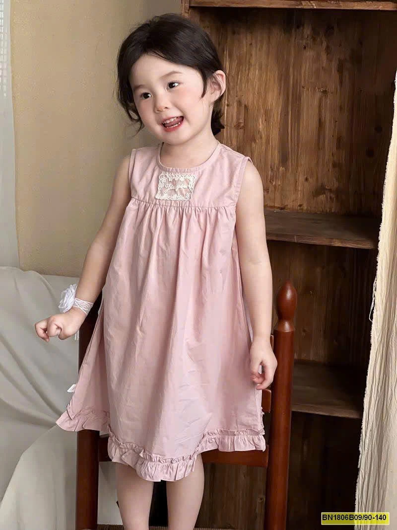 Váy xinh chữ A tone hồng cho bé