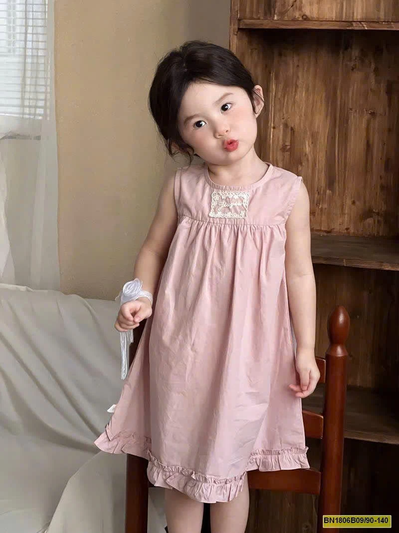 Váy xinh chữ A tone hồng cho bé