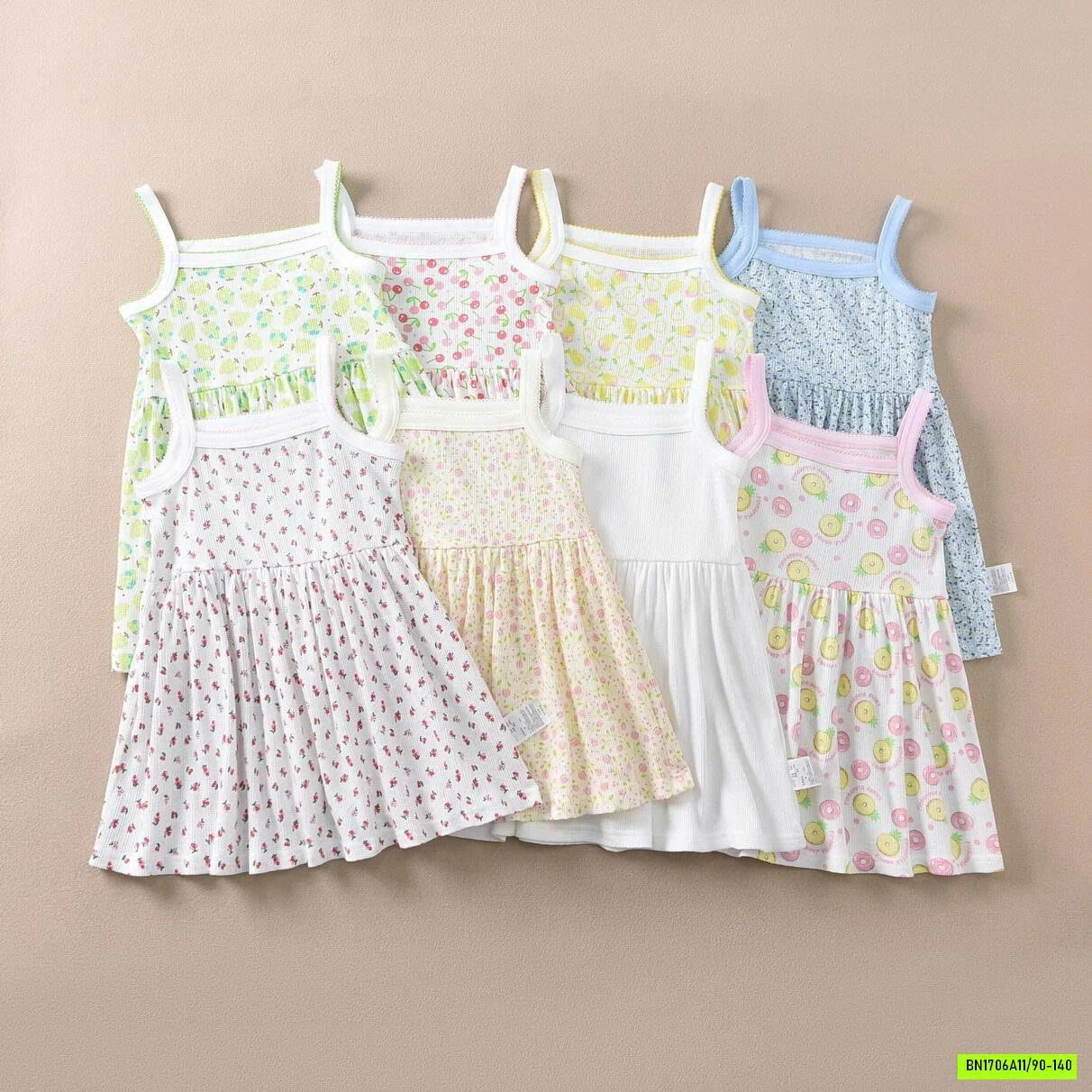 VÁY 2 DÂY COTTON THÔNG HƠI HOA NHÍ