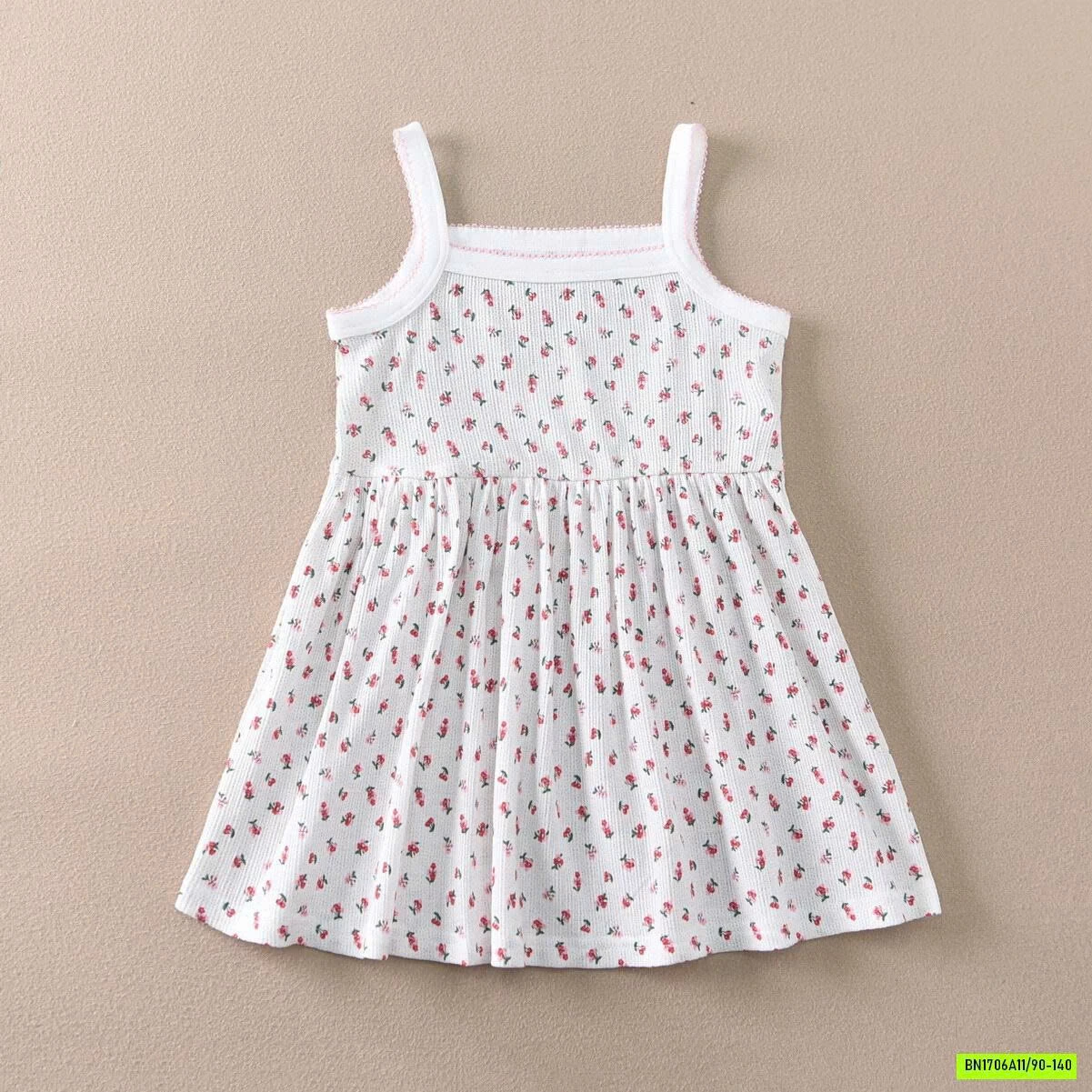 VÁY 2 DÂY COTTON THÔNG HƠI HOA NHÍ