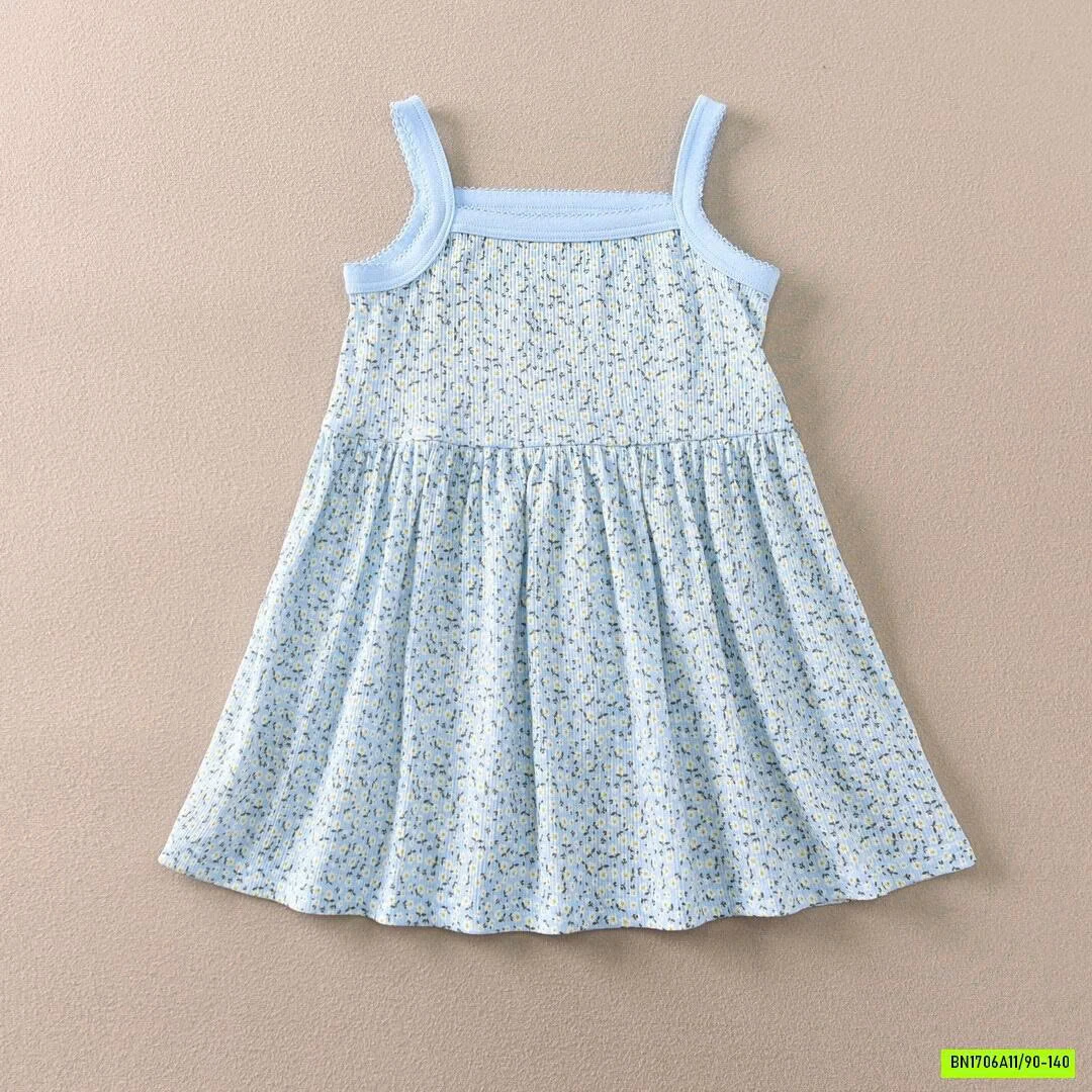 VÁY 2 DÂY COTTON THÔNG HƠI HOA NHÍ