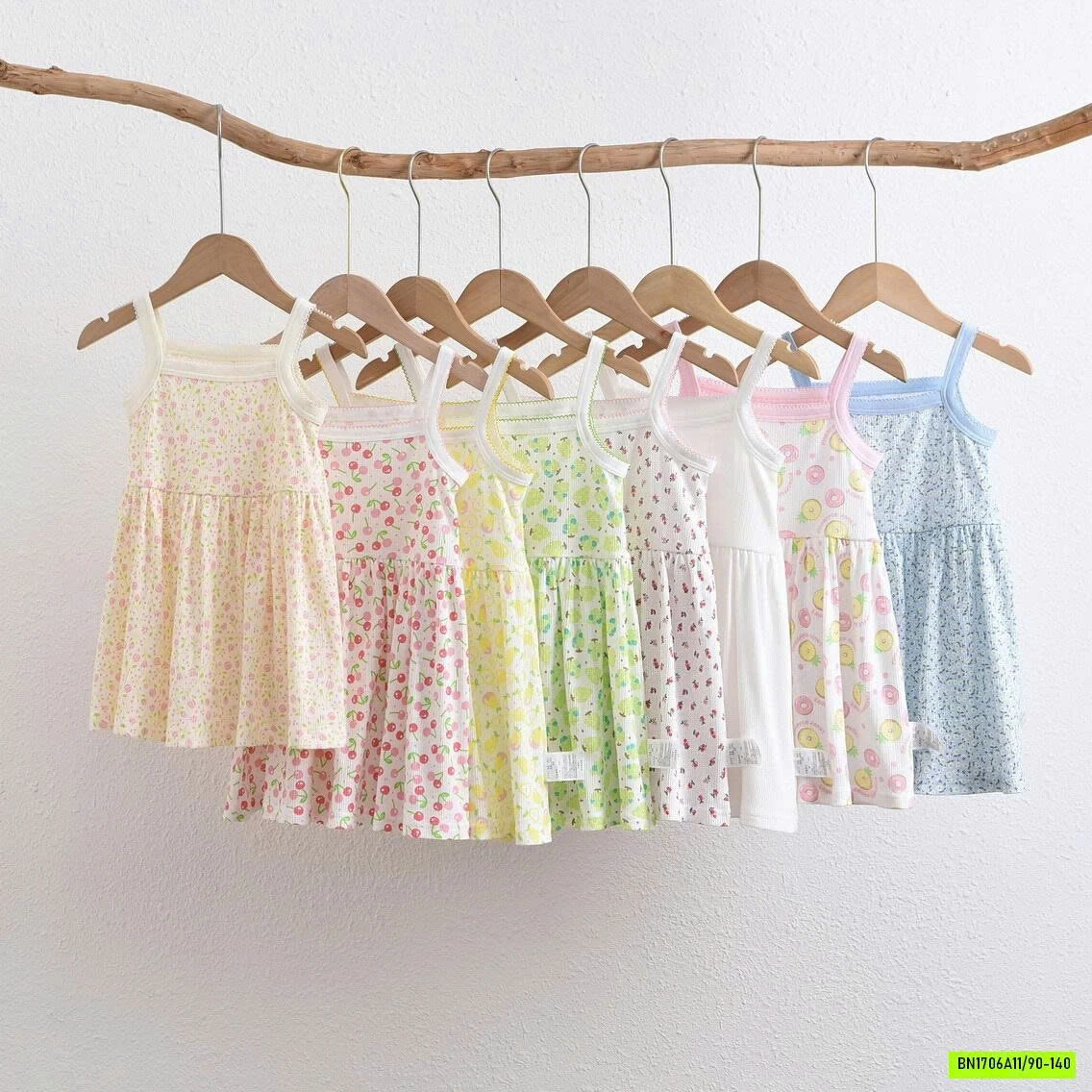 VÁY 2 DÂY COTTON THÔNG HƠI HOA NHÍ