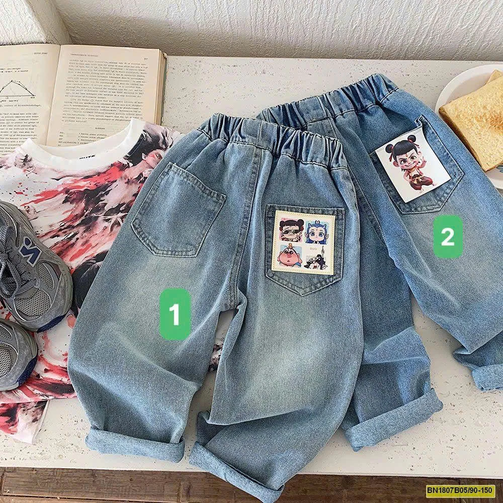 QUẦN JEAN TÚI HOẠT HÌNH HÃNG MUYEKIDS