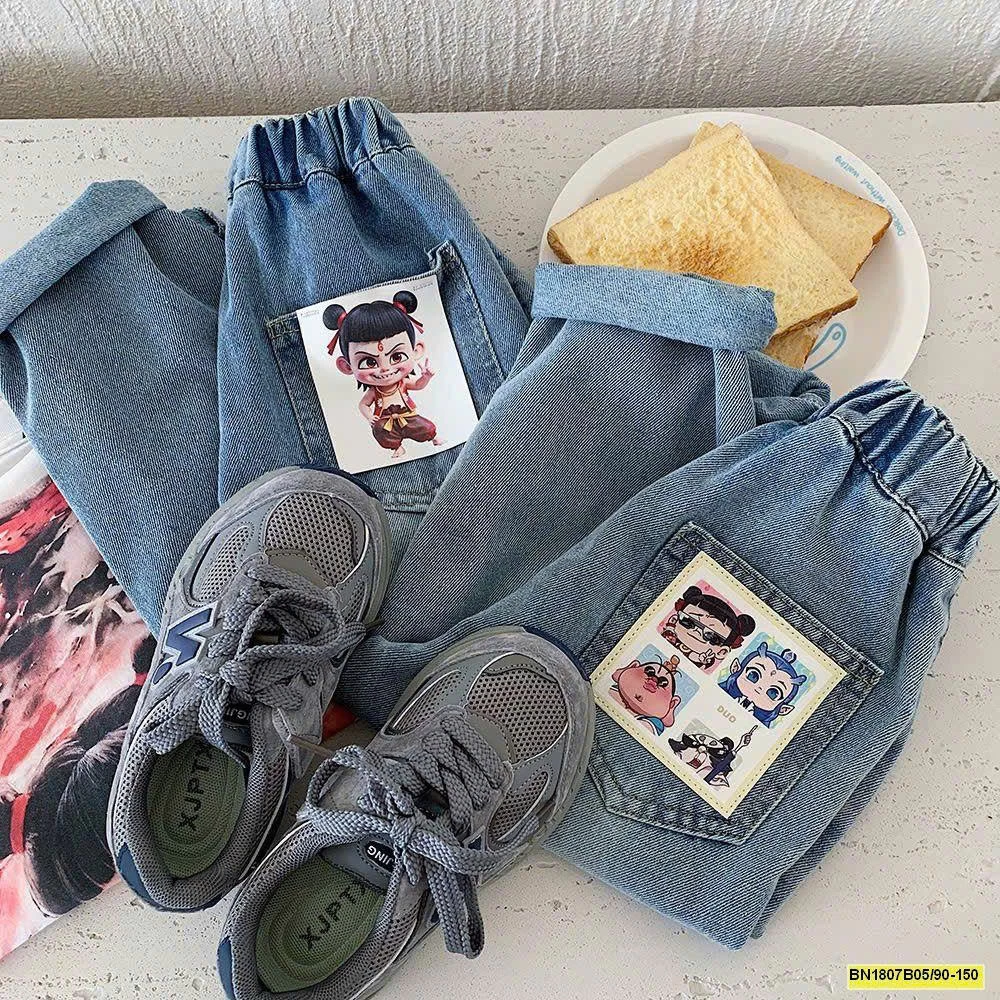 QUẦN JEAN TÚI HOẠT HÌNH HÃNG MUYEKIDS