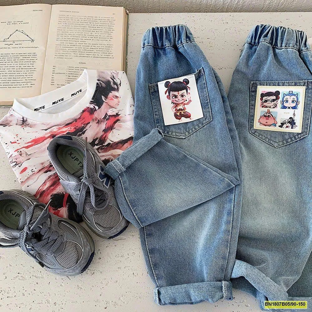 QUẦN JEAN TÚI HOẠT HÌNH HÃNG MUYEKIDS
