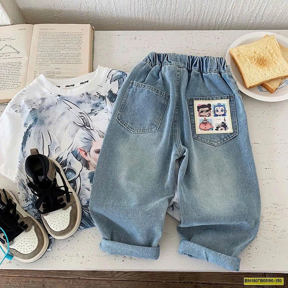 QUẦN JEAN TÚI HOẠT HÌNH HÃNG MUYEKIDS