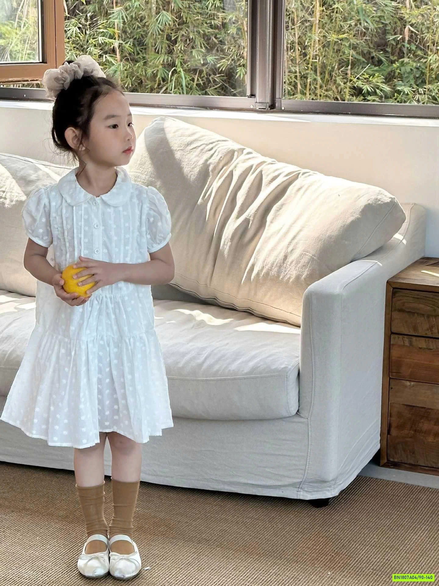 ĐẦM TAY BỒNG CỔ SEN THÊU NỔI