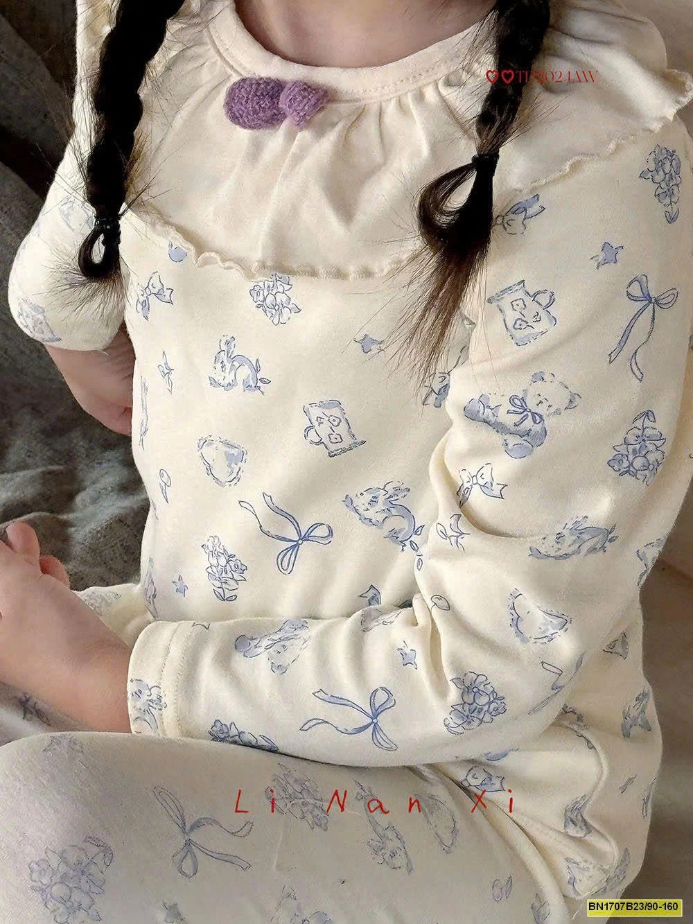 BỘ NGỦ THU ĐÔNG CỔ SEN CHO BÉ GÁI