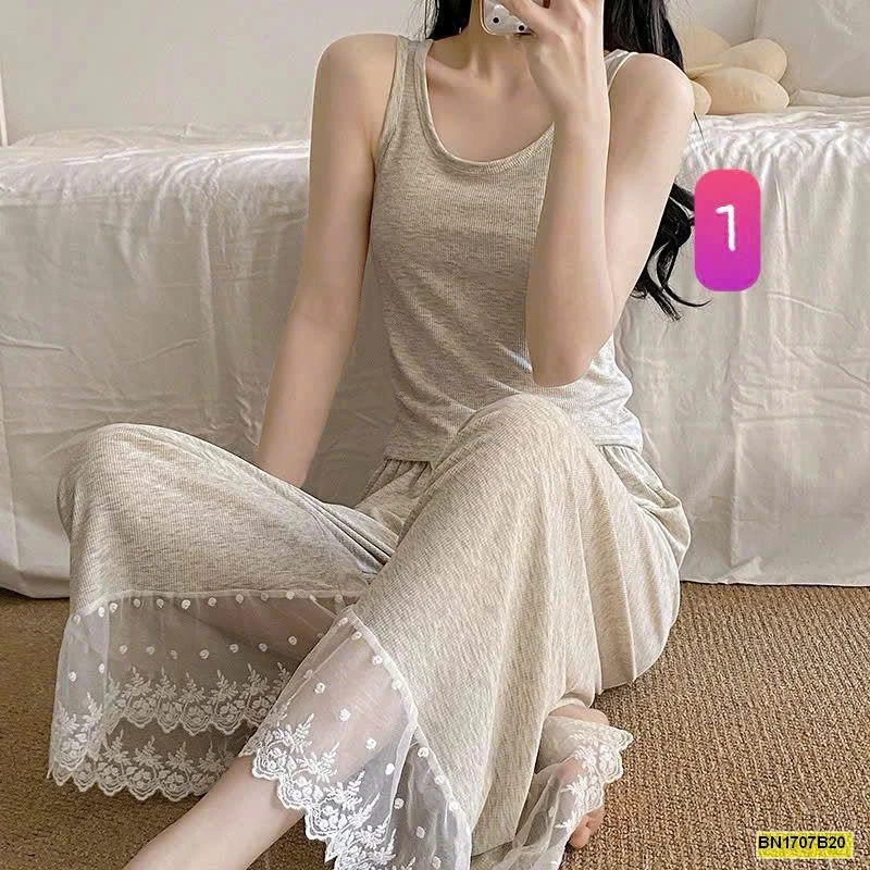 BỘ NGỦ ÁO 2 DÂY+QUẦN DÀI