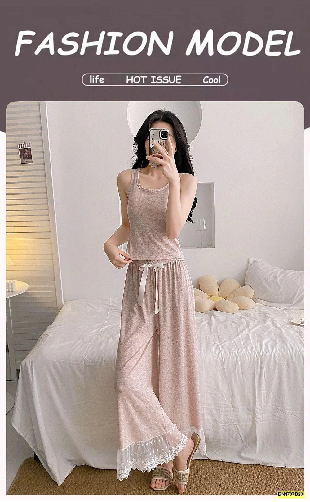 BỘ NGỦ ÁO 2 DÂY+QUẦN DÀI