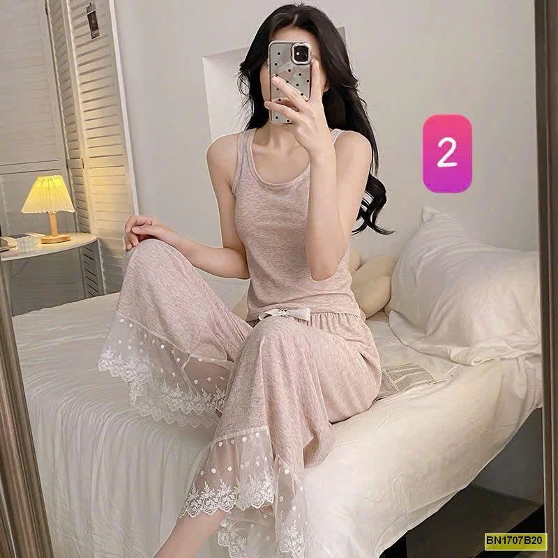 BỘ NGỦ ÁO 2 DÂY+QUẦN DÀI
