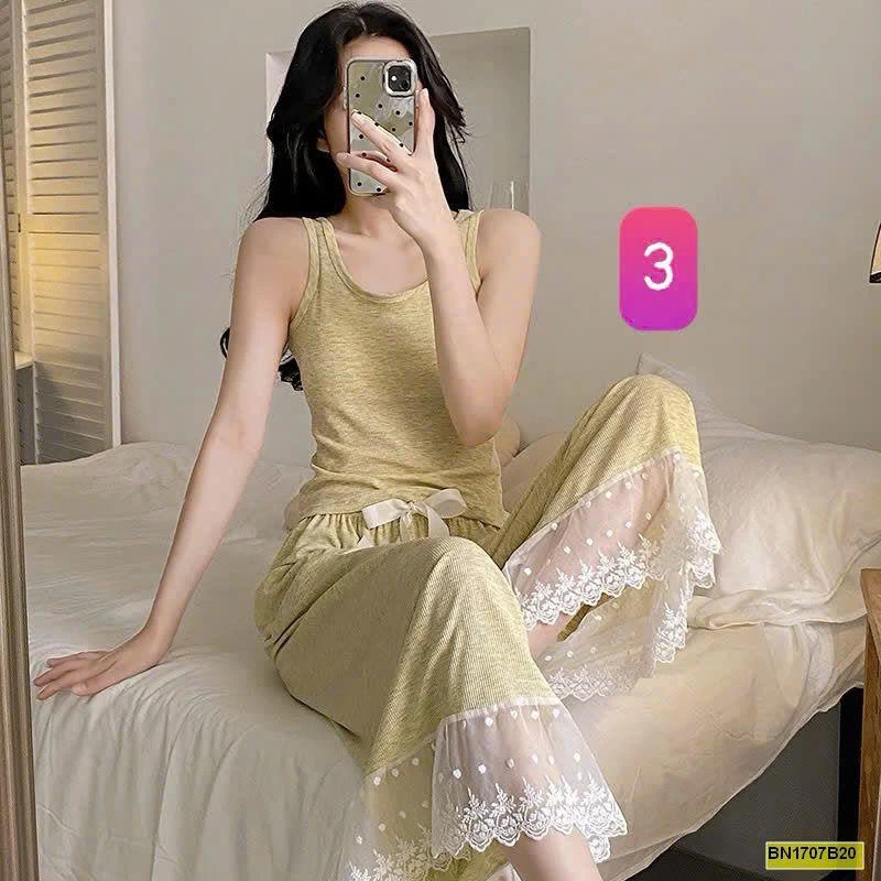 BỘ NGỦ ÁO 2 DÂY+QUẦN DÀI